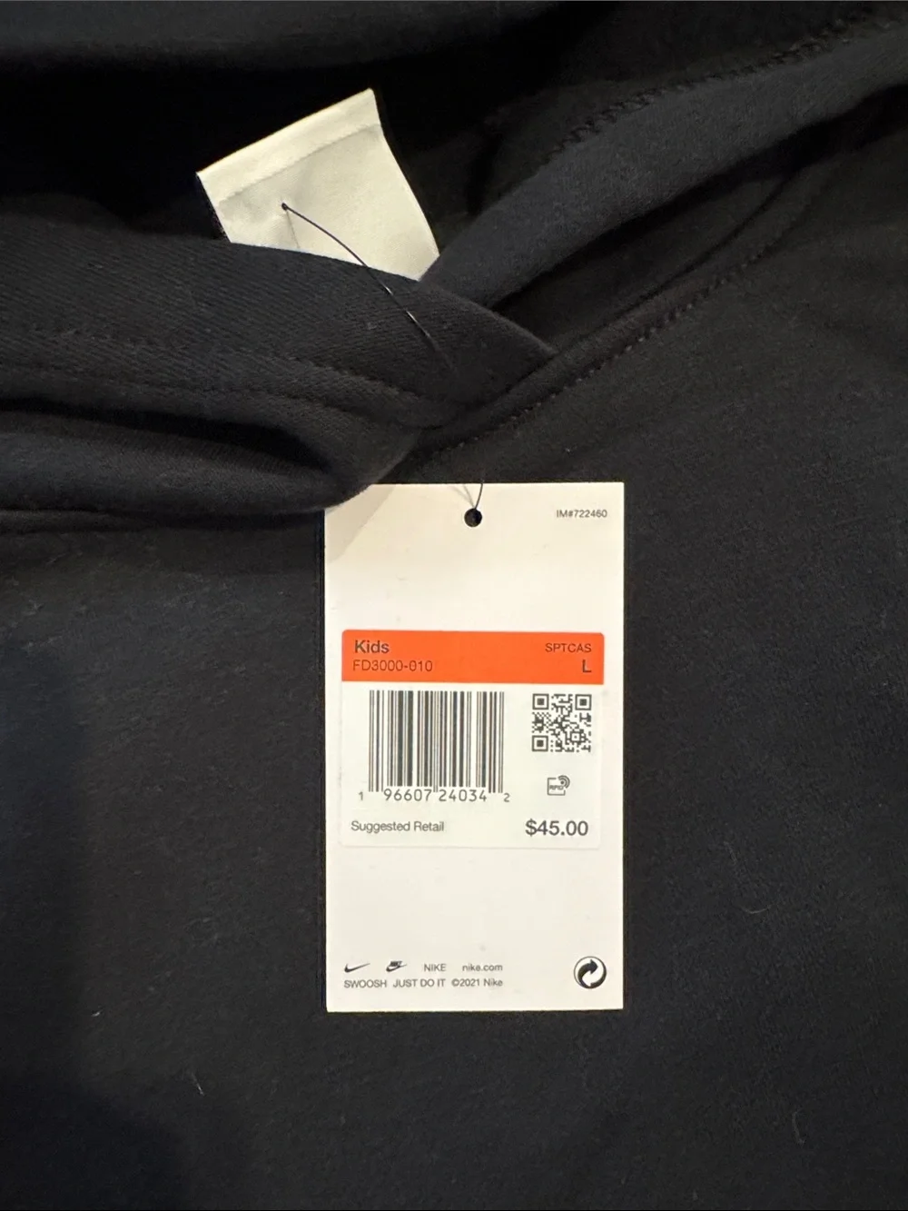 Nike Kid’s Black Hoodie with White Swoosh